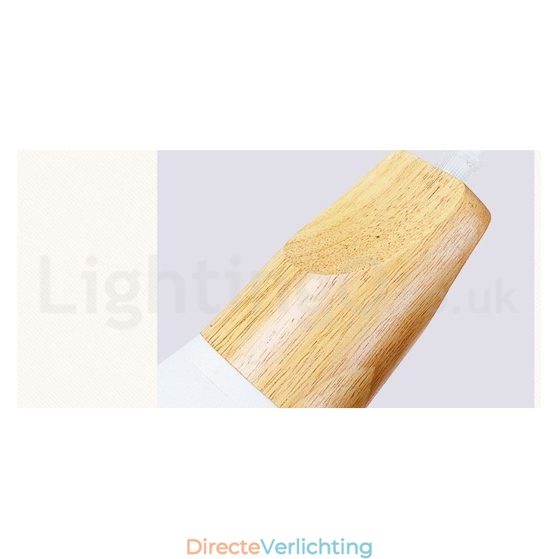 Moderne hanglamp van hout met 1 licht en 3 lampen en stoffen kap