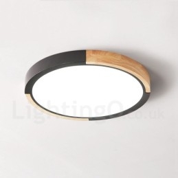 Ultradunne, veelkleurige ronde plafondlamp van hout, massief houten kap, plafondlamp in Scandinavische stijl