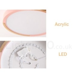 Ultradunne, veelkleurige ronde plafondlamp van hout, massief houten kap, plafondlamp in Scandinavische stijl