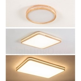 Ultradunne ronde vierkante rechthoekige houten plafondlamp, massief houten acryl kap, plafondlamp in Scandinavische stijl