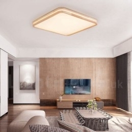 Ultradunne ronde vierkante rechthoekige houten plafondlamp, massief houten acryl kap, plafondlamp in Scandinavische stijl