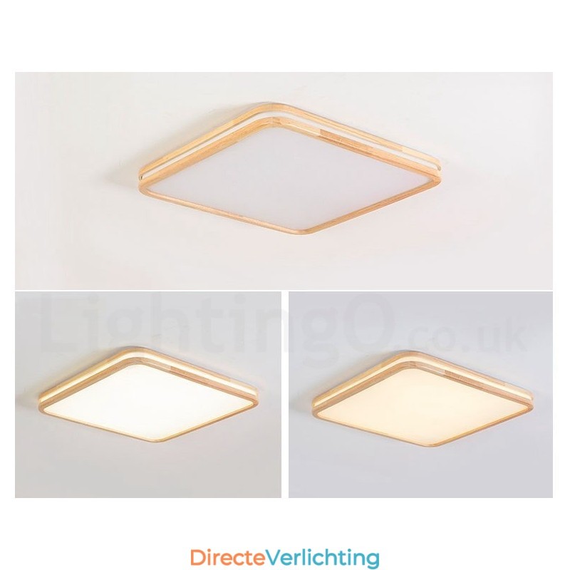 Ultradunne ronde vierkante rechthoekige houten plafondlamp, massief houten acryl kap, plafondlamp in Scandinavische stijl