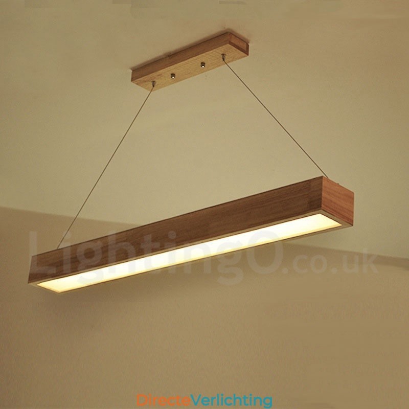 Moderne lange hanglamp van hout