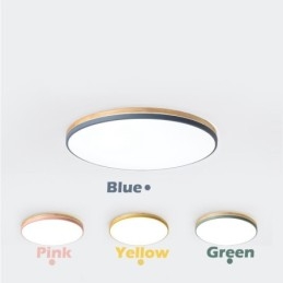 Dimbare ultradunne ronde plafondlamp van hout met meerdere kleuren en acryl kap Plafondlamp in Scandinavische stijl