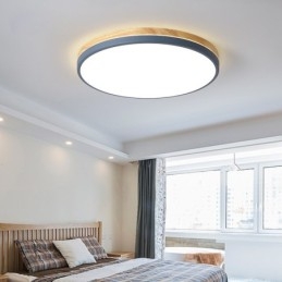 Dimbare ultradunne ronde plafondlamp van hout met meerdere kleuren en acryl kap Plafondlamp in Scandinavische stijl