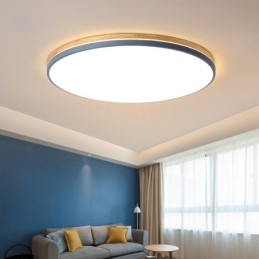 Dimbare ultradunne ronde plafondlamp van hout met meerdere kleuren en acryl kap Plafondlamp in Scandinavische stijl