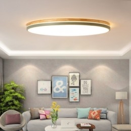 Dimbare ultradunne ronde plafondlamp van hout met meerdere kleuren en acryl kap Plafondlamp in Scandinavische stijl