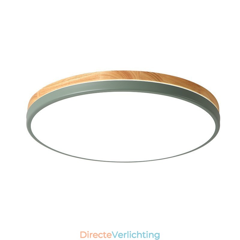 Dimbare ultradunne ronde plafondlamp van hout met meerdere kleuren en acryl kap Plafondlamp in Scandinavische stijl