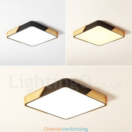 Dimbare ultradunne, veelkleurige vierkante plafondlamp van hout met acryl kap Plafondlamp in Scandinavische stijl Dimbare ultradunne, veelkleurige vierkante plafondlamp van hout met acryl kap Plafondlamp in Scandinavische stijl