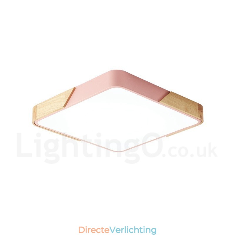 Dimbare ultradunne, veelkleurige vierkante plafondlamp van hout met acryl kap Plafondlamp in Scandinavische stijl