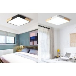 Dimbare ultradunne, veelkleurige vierkante plafondlamp van hout met acryl kap Plafondlamp in Scandinavische stijl