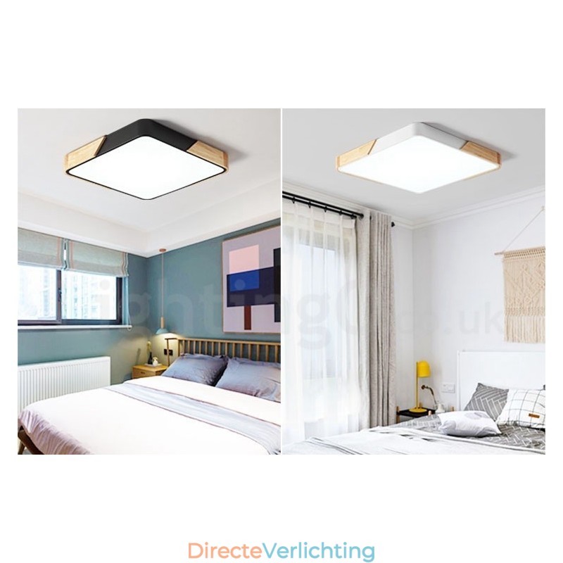 Dimbare ultradunne, veelkleurige vierkante plafondlamp van hout met acryl kap Plafondlamp in Scandinavische stijl