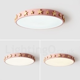 Dimbare ultradunne, veelkleurige, ronde plafondlamp van hout met acrylkap Plafondlamp in Scandinavische stijl