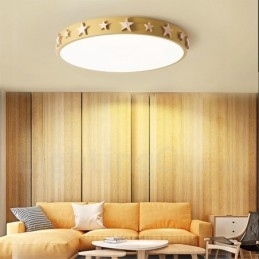 Dimbare ultradunne, veelkleurige, ronde plafondlamp van hout met acrylkap Plafondlamp in Scandinavische stijl