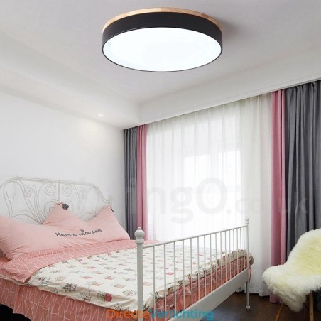 Dimbare, veelkleurige, ronde plafondlamp van hout met acrylkap Plafondlamp in Scandinavische stijl Dimbare, veelkleurige, ronde plafondlamp van hout met acrylkap Plafondlamp in Scandinavische stijl