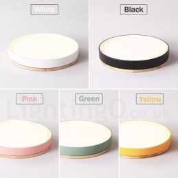 Dimbare, veelkleurige, ronde plafondlamp van hout met acrylkap Plafondlamp in Scandinavische stijl