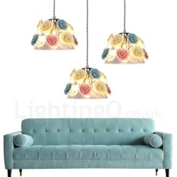 Multi Colours Flower Macaron Plafond Hanglamp met Glazen Kap Hanglamp