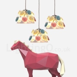 Multi Colours Flower Macaron Plafond Hanglamp met Glazen Kap Hanglamp