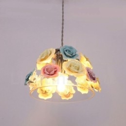Multi Colours Flower Macaron Plafond Hanglamp met Glazen Kap Hanglamp