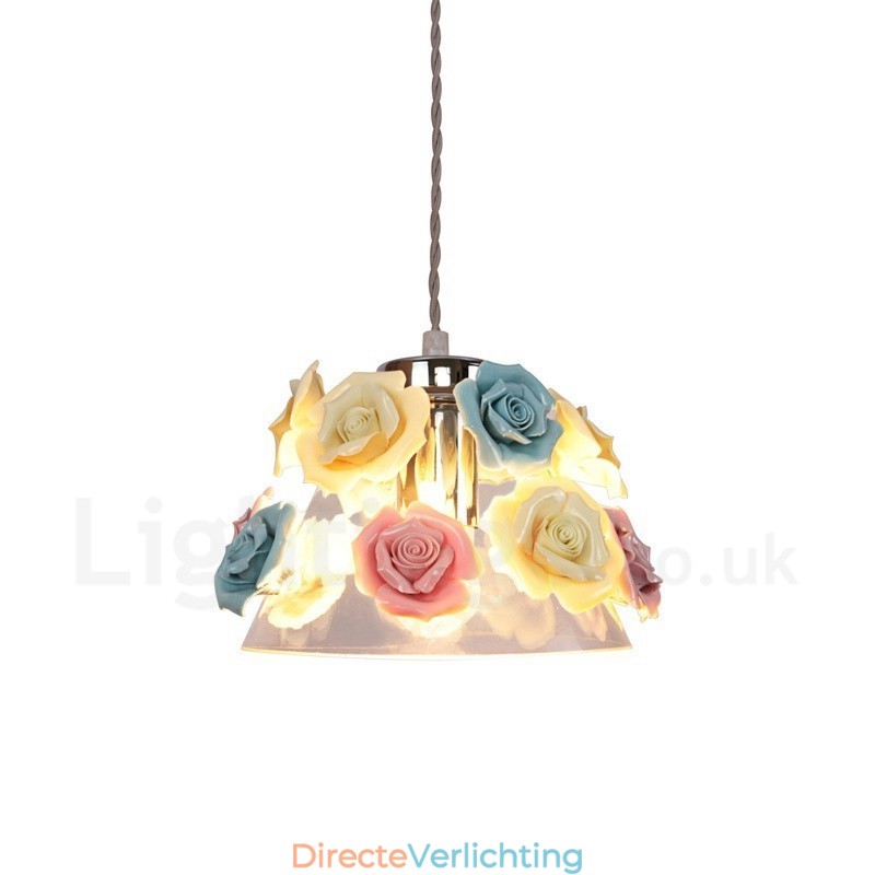 Multi Colours Flower Macaron Plafond Hanglamp met Glazen Kap Hanglamp