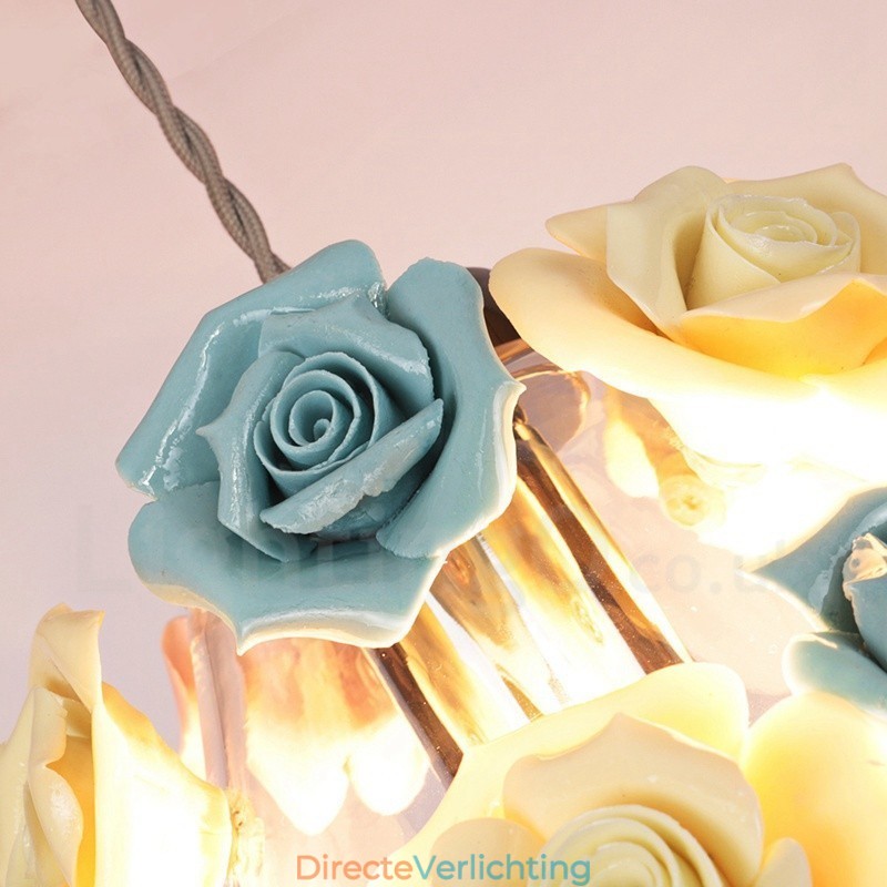 Multi Colours Flower Macaron Plafond Hanglamp met Glazen Kap Hanglamp