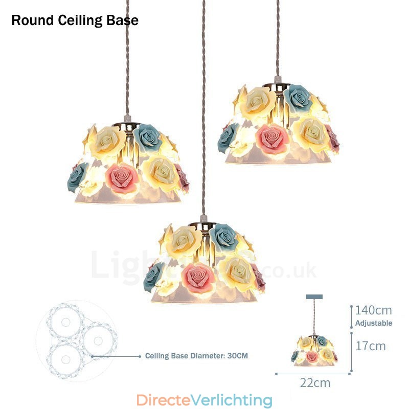 Multi Colours Flower Macaron Plafond Hanglamp met Glazen Kap Hanglamp