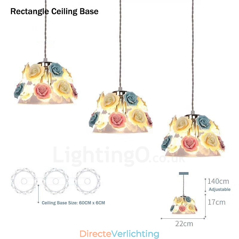 Multi Colours Flower Macaron Plafond Hanglamp met Glazen Kap Hanglamp