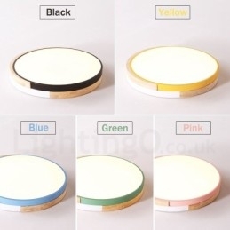 Dimbare ronde plafondlamp van hout met meerdere kleuren en acryl kap Plafondlamp in Scandinavische stijl