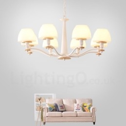 6-lichts 8-lichts multikleurige Macaron-houten hanglamp met glazen kappen kroonluchter Scandinavische stijl