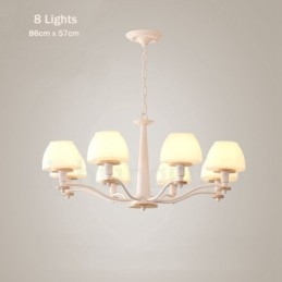6-lichts 8-lichts multikleurige Macaron-houten hanglamp met glazen kappen kroonluchter Scandinavische stijl