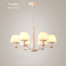 6-lichts 8-lichts multikleurige Macaron-houten hanglamp met glazen kappen kroonluchter Scandinavische stijl