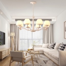 6-lichts 8-lichts multikleurige Macaron-houten hanglamp met glazen kappen kroonluchter Scandinavische stijl