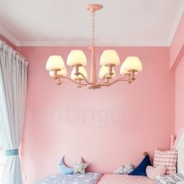 6-lichts 8-lichts multikleurige Macaron-houten hanglamp met glazen kappen kroonluchter Scandinavische stijl