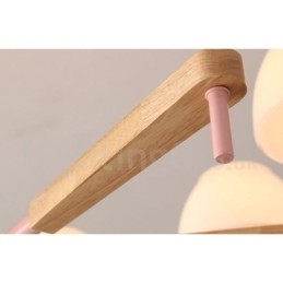6-lichts 8-lichts multikleurige Macaron-houten hanglamp met glazen kappen kroonluchter Scandinavische stijl