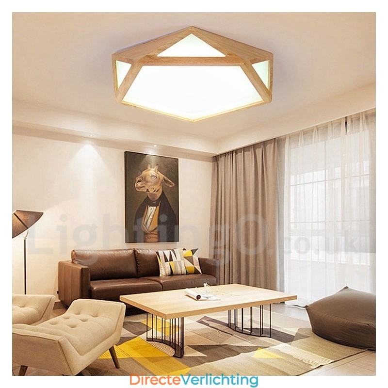 Dimbare Multi Styles Houten Plafondlamp met Acryl Kap Plafondlamp Scandinavische Stijl