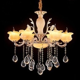 Jade Kristallen Hanglamp Kaars Stijl Kroonluchter