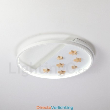 Dimbare witte sterren ronde houten plafondlamp Ultradunne plafondlamp Kan ook als wandlamp worden gebruikt Dimbare witte sterren ronde houten plafondlamp Ultradunne plafondlamp Kan ook als wandlamp worden gebruikt