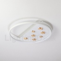Dimbare witte sterren ronde houten plafondlamp Ultradunne plafondlamp Kan ook als wandlamp worden gebruikt