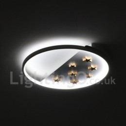 Dimbare witte sterren ronde houten plafondlamp Ultradunne plafondlamp Kan ook als wandlamp worden gebruikt