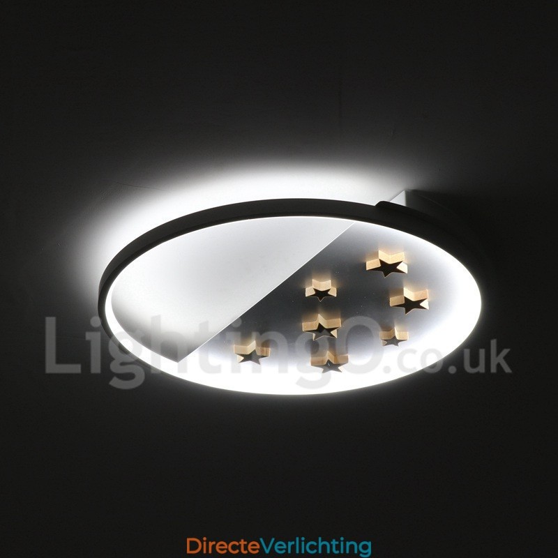 Dimbare witte sterren ronde houten plafondlamp Ultradunne plafondlamp Kan ook als wandlamp worden gebruikt