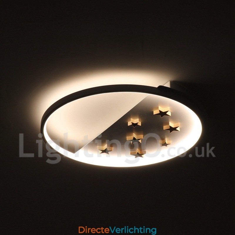 Dimbare witte sterren ronde houten plafondlamp Ultradunne plafondlamp Kan ook als wandlamp worden gebruikt