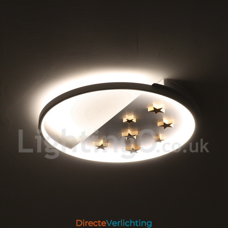 Dimbare witte sterren ronde houten plafondlamp Ultradunne plafondlamp Kan ook als wandlamp worden gebruikt