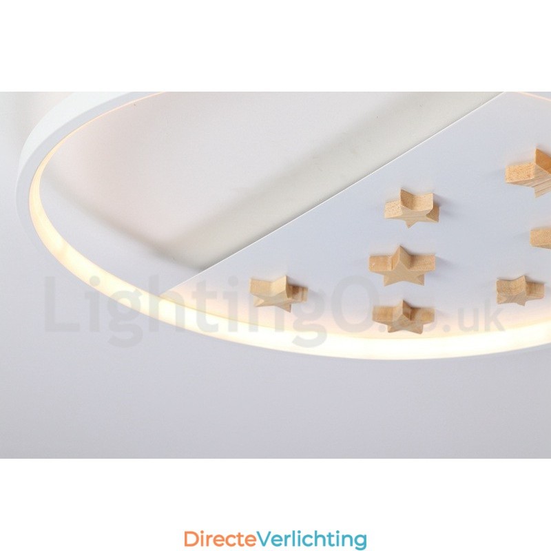 Dimbare witte sterren ronde houten plafondlamp Ultradunne plafondlamp Kan ook als wandlamp worden gebruikt