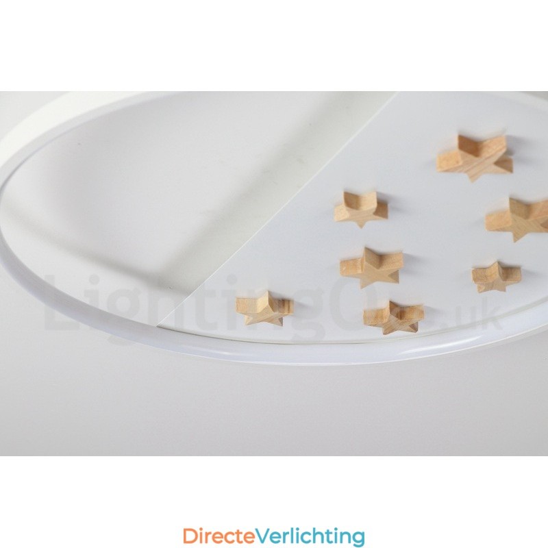 Dimbare witte sterren ronde houten plafondlamp Ultradunne plafondlamp Kan ook als wandlamp worden gebruikt