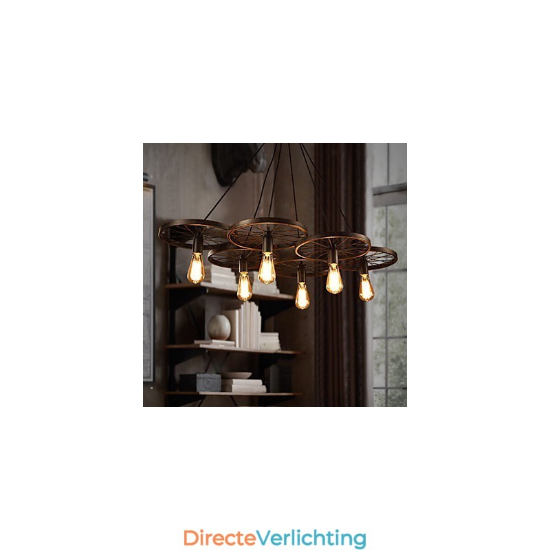 Verlichting Industriële Loft Stijl Smeedijzeren Kroonluchter Café Wiel Kroonluchter