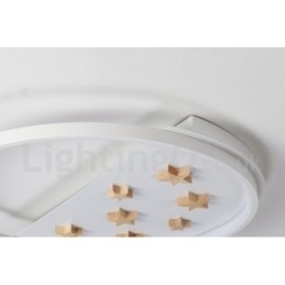 Dimbare witte sterren ronde houten plafondlamp Ultradunne plafondlamp Kan ook als wandlamp worden gebruikt