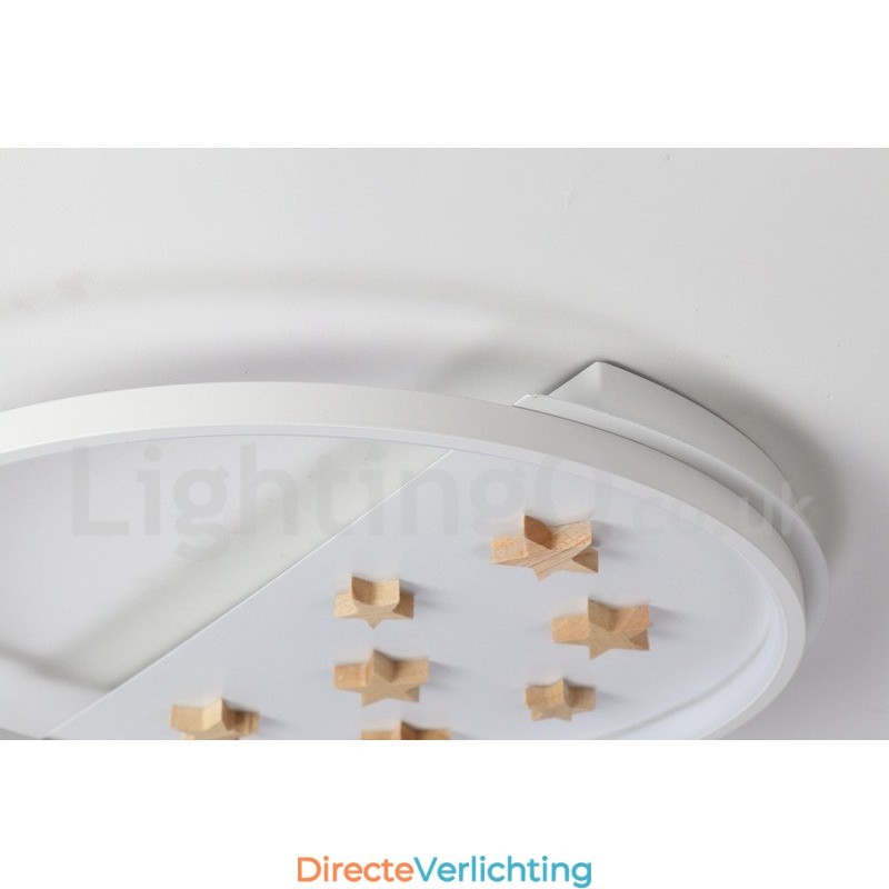 Dimbare witte sterren ronde houten plafondlamp Ultradunne plafondlamp Kan ook als wandlamp worden gebruikt