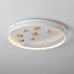 Dimbare witte sterren ronde houten plafondlamp Ultradunne plafondlamp Kan ook als wandlamp worden gebruikt