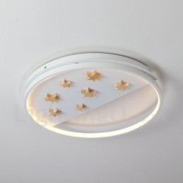 Dimbare witte sterren ronde houten plafondlamp Ultradunne plafondlamp Kan ook als wandlamp worden gebruikt