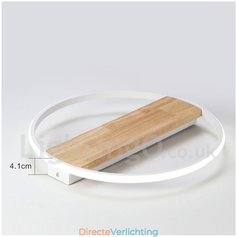 Dimbare witte ronde houten plafondlamp Ultradunne plafondlamp Kan ook als wandlamp worden gebruikt